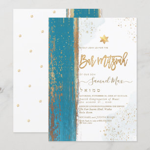PixDezines Modern Abstract Tallit Bar Mitzvah Invi Invitation