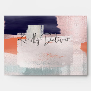 PixDezines Modern Art Colour Block Blush+Navy Blue Envelope