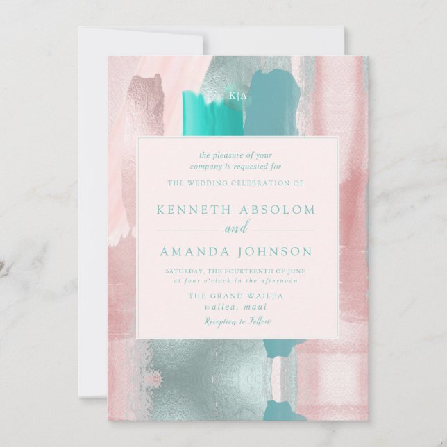 PixDezines Modern Art Colour Teal Sage Invitation (Front)