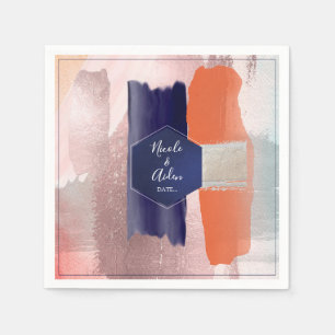 PixDezines Modern Art, Navy+Rose Gold Napkin