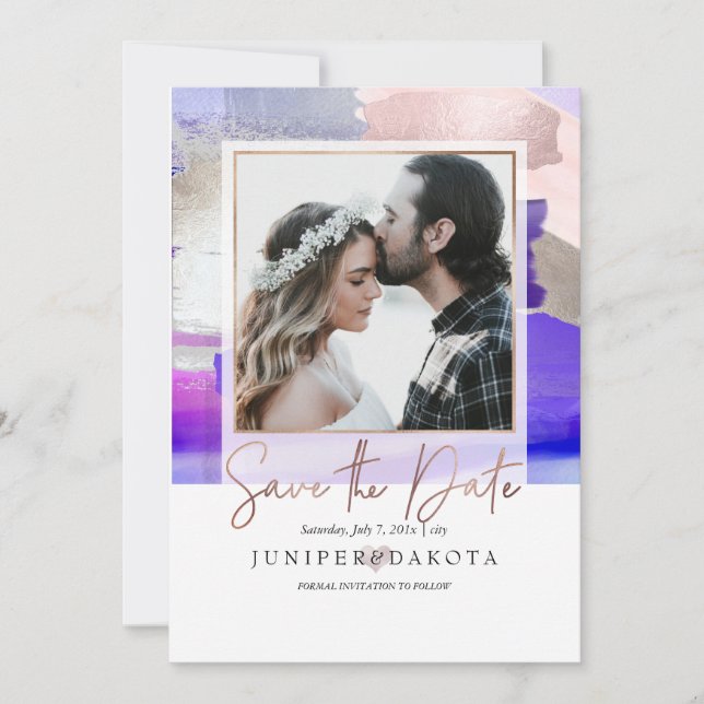 PixDezines Modern Art, Purple Blush Silver Grey Invitation (Front)