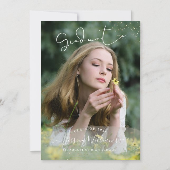 PixDezines Modern Calligraphy Script Graduation In Invitation (Back)