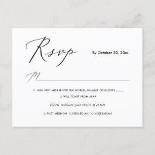 PixDezines Modern Elegant Calligraphy RSVP w Meal Invitation Postcard