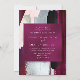 PixDezines Modern Watercolor Blush Burgundy Grey Invitation