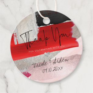 PixDezines Modern Watercolor Red Black Favour Tags