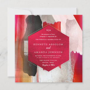 PixDezines Modern Watercolor Red Black Invitation