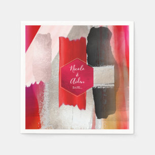 PixDezines Modern Watercolor Red Black Napkin