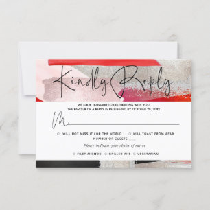 PixDezines Modern Watercolor Red Black RSVP Card