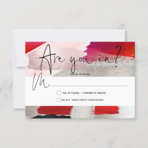 PixDezines Modern Watercolor Red Black RSVP Card