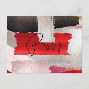 PixDezines Modern Watercolor Red Black RSVP Invitation Postcard