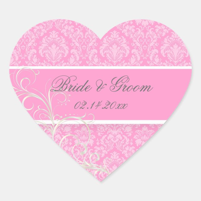 PixDezines moiré damask/diy colour Heart Sticker (Front)