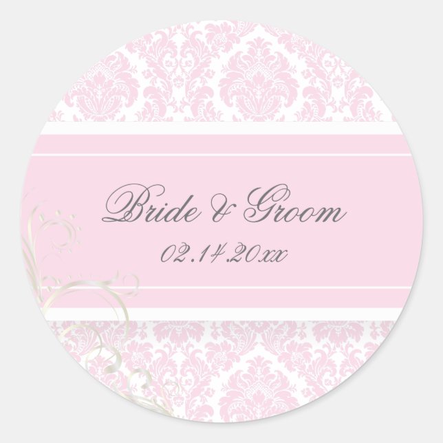 PixDezines moiré damask wedding stickers (Front)
