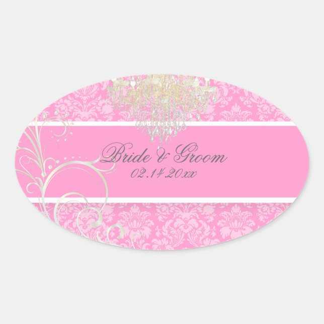 PixDezines moiré damask wedding stickers (Front)