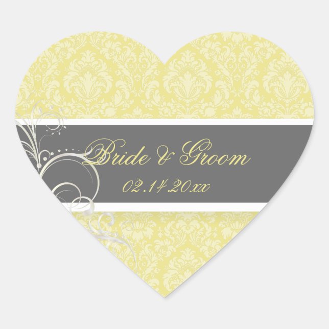 PixDezines moiré damask wedding stickers (Front)