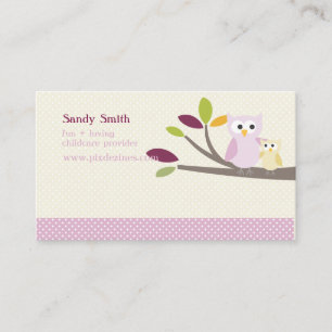 PixDezines Mommy + Baby owls childcare Calling Card