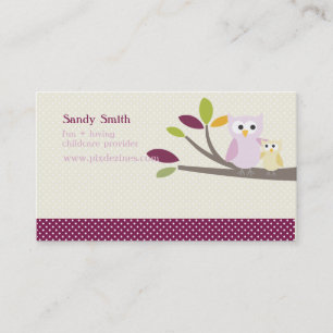 PixDezines Mommy + Baby owls childcare Calling Card