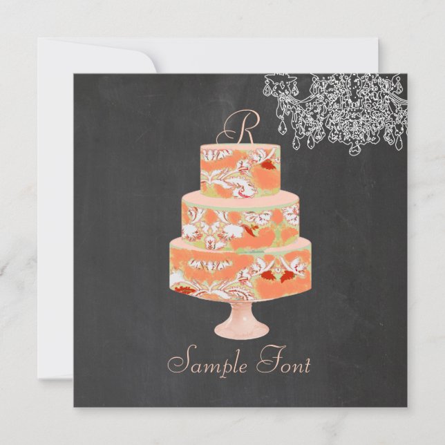 PixDezines monogram alice floral cake Invitation (Front)