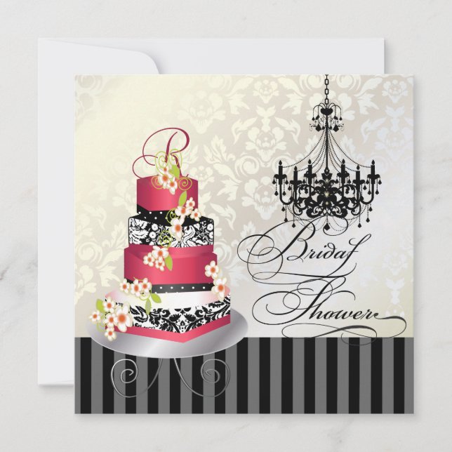 PixDezines monogram bridal, red velvet cake Invitation (Front)