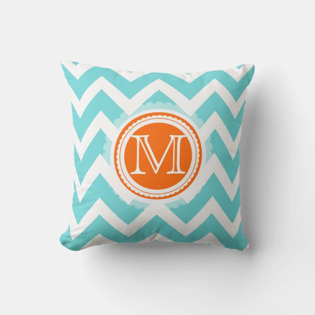 PixDezines monogram chevron pattern/diy colours Throw Pillow (Front)