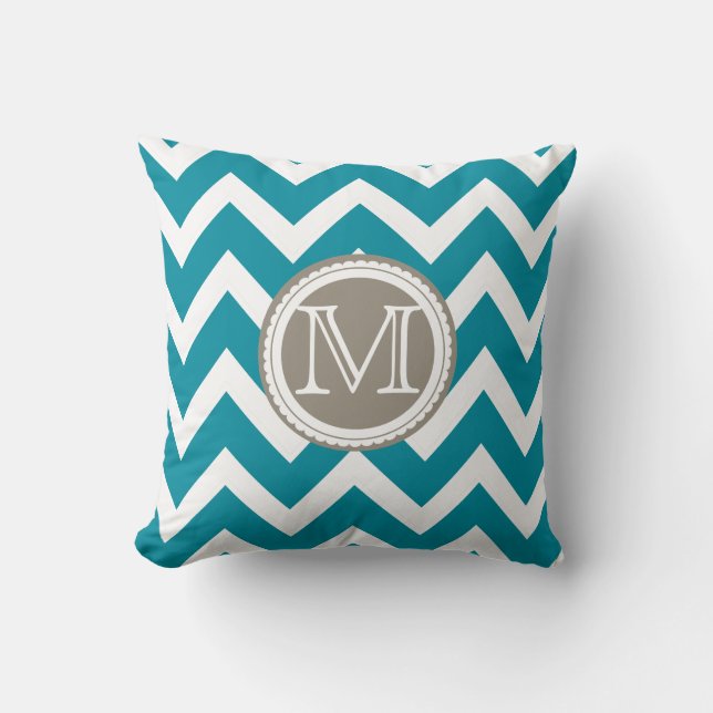PixDezines monogram diy colour/chevron pattern Throw Pillow (Front)