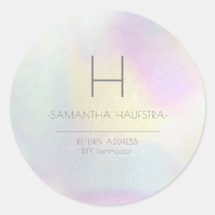 PixDezines Monogram Holographic Faux Foil Classic Round Sticker