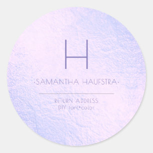 PixDezines Monogram Iridescent Lilac+Lavender Classic Round Sticker