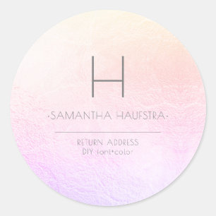 PixDezines Monogram Ombre Blush Faux Foil Classic Round Sticker