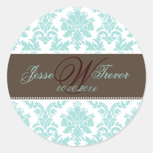 PixDezines monogram paloma damask, DIY colours Classic Round Sticker