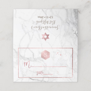 PixDezines Monogram Rose Gold Honeycomb+Marble Place Card