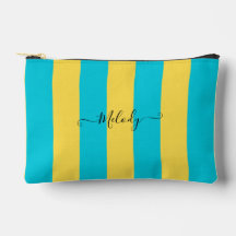PixDezines Monogram Stripe Turquoise Lemon Yellow
