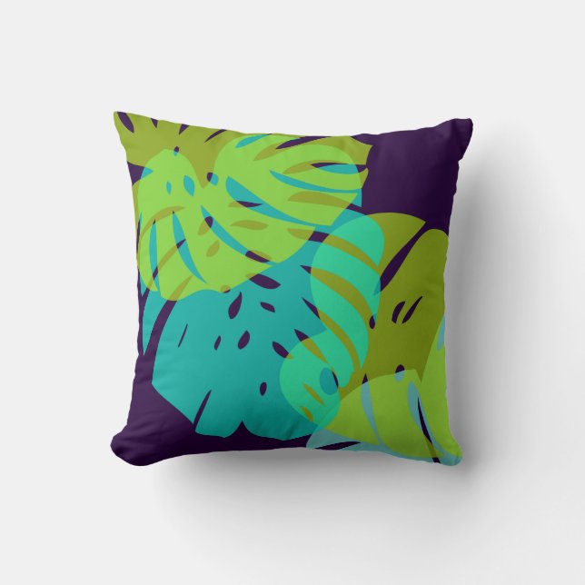 PixDezines monstera/diy background Throw Pillow (Front)