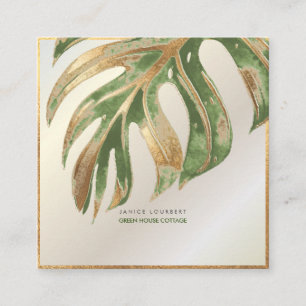 PixDezines MONSTERA, DUO TONE FAUX FOIL Square Bus Business Card