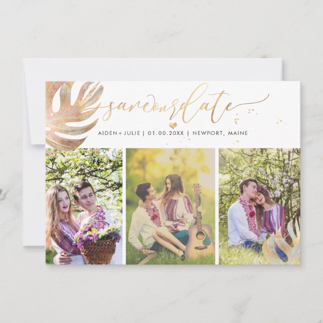 PixDezines Monstera Faux Metallic|Save the Date Save The Date (Front)