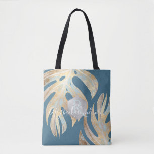 PixDezines Monstera Iridescent Gold DIY Colour Tote Bag