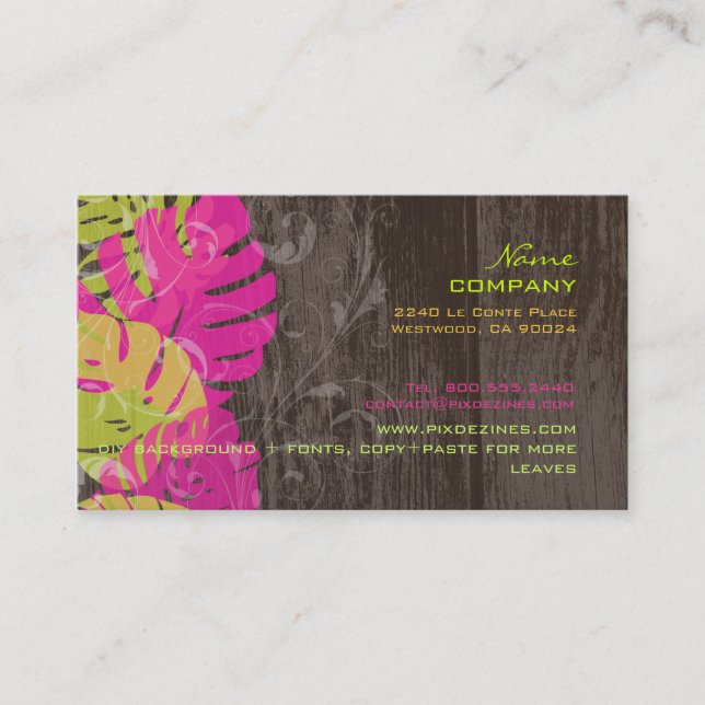 PixDezines monstera leaves/diy background colours Business Card (Front)