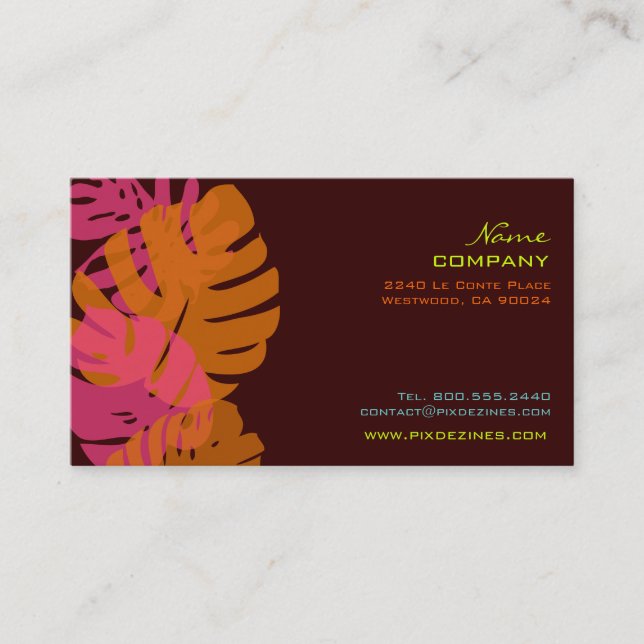 PixDezines Monstera, retro tropical foliage Business Card (Front)