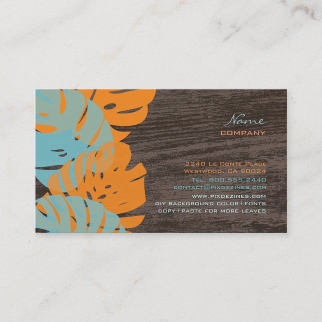 PixDezines Monstera, retro tropical foliage Business Card (Front)