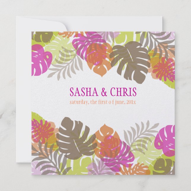 PixDezines Monstera, Tropical Foliage/diy colours Invitation (Front)