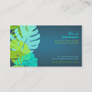 PixDezines Monstera, Tropical Foliage/Lime+Aqua Business Card