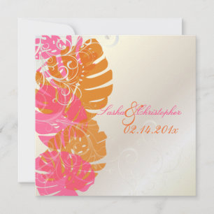 PixDezines Monstera, Tropical Foliage + Swirls Invitation