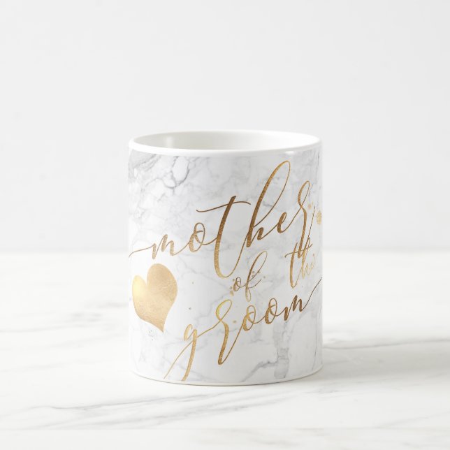 PixDezines Mother of Groom/Faux Gold Script Marble Coffee Mug (Center)