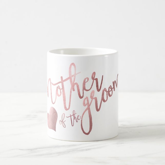 PixDezines Mother of Groom/Faux Rose Gold Script Coffee Mug (Center)