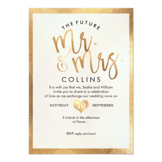 PixDezines Mr. & Mrs. Faux Gold Hearts Card
