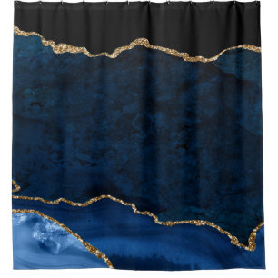 PixDezines Navy Blue H2 Agate Faux Gold Veins