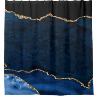 PixDezines Navy Blue H2 Agate Faux Gold Veins