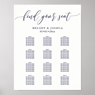 PixDezines Navy Modern Calligraphy, Seating Chart