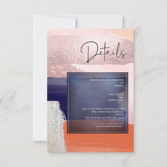 PixDezines Navy+Rose Gold Modern Art Details Cards (Front)