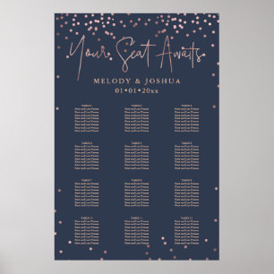 PixDezines Navy+Rose Gold Script, Seating Chart