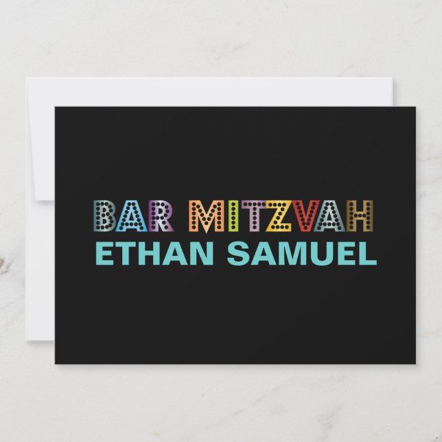 PixDezines neon bar mitzvah Invitation (Front)