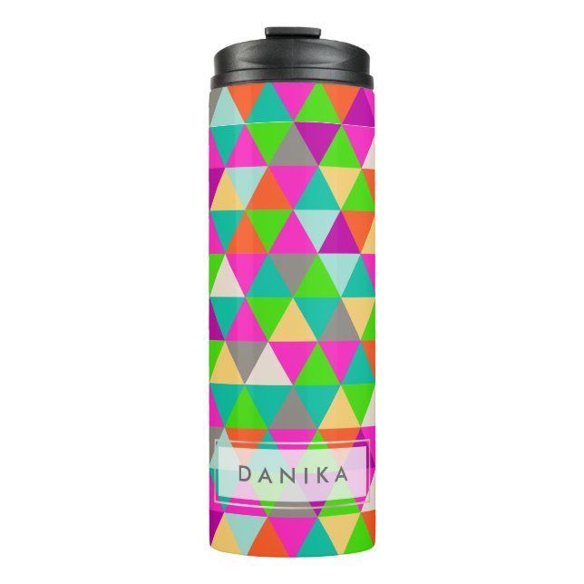 PixDezines Neon Colours Geometric/Triangles Thermal Tumbler (Front)